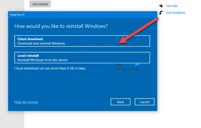 Cloud Reinstall Option