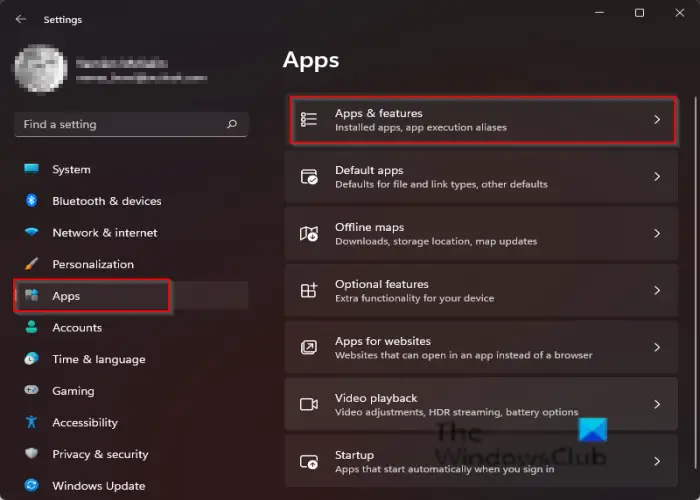 windows 11 apps and features settings