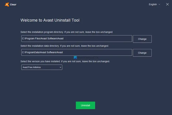 How to uninstall Avast antivirus from Windows 11/10