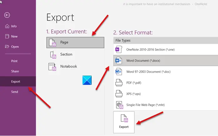 OneNote Word Conversion