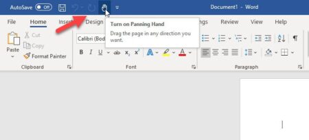 How to enable and use Panning Hand in Office apps