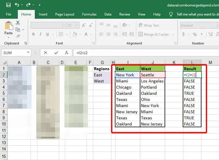 how to find discrepancies in excel using unique equals operator