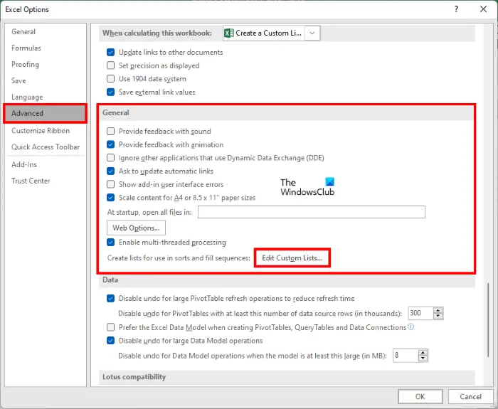 Edit Custom Lists in Excel