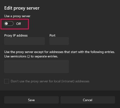 Disable Proxy