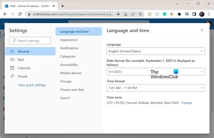 1728183891 185 How to change Time Zone and Language in Outlook 365