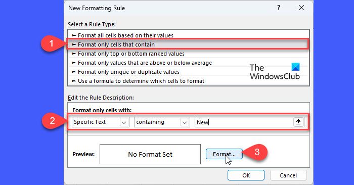 Applying a conditional formatting rule in Excel