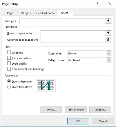 How to select Row or Column as Print Title of Excel Report