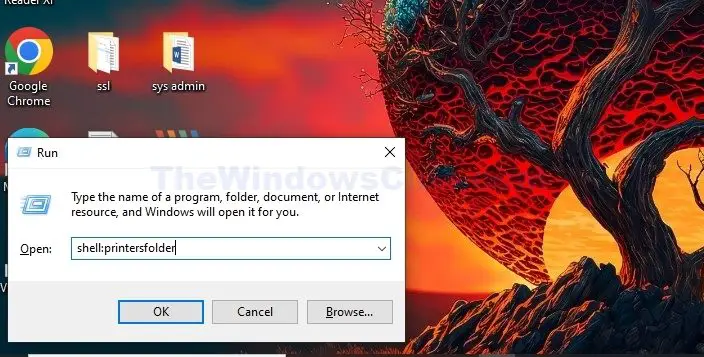 Open Printersfolder From Run Dialouge Box