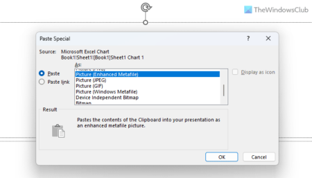 How to copy Graphs from Excel to PowerPoint using Ctrl+Alt+V