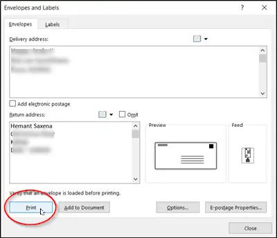 1728266303 516 How to create and print a single envelope in Word