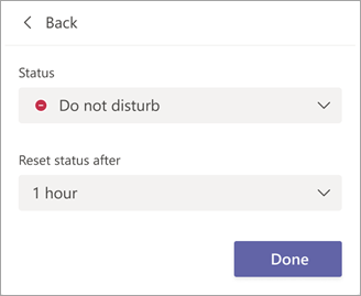 Time duration for Status in Teams