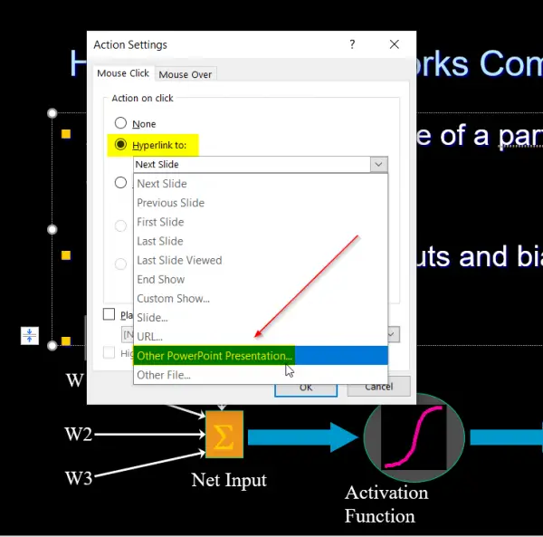 How to link one PowerPoint presentation to another