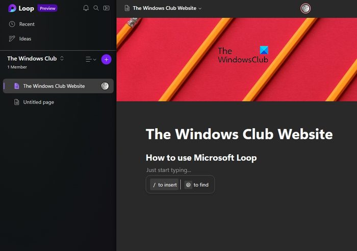 Insert Content Loop Workspace