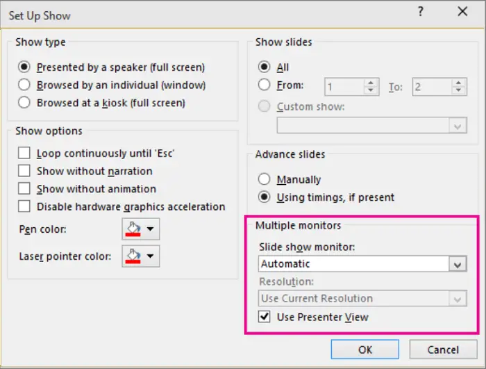 Deliver PowerPoint presentation on two monitors