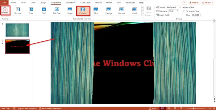 1728418905 361 How to add Curtain transition in PowerPoint