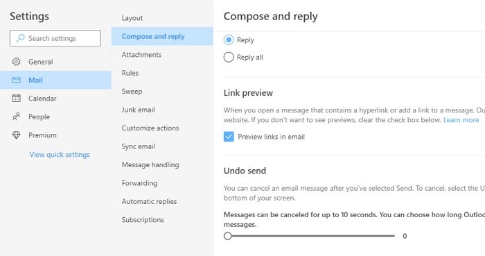 Link Reply Compose Outlook