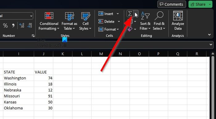 Microsoft Excel SUM