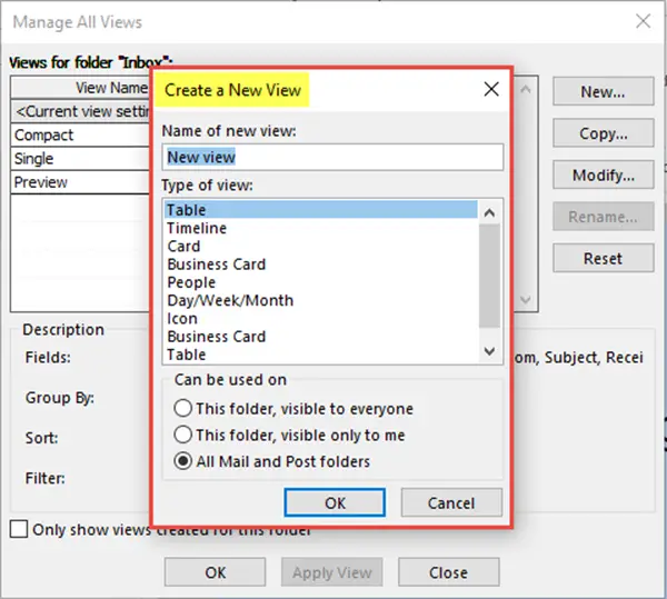 Change and Manage Outlook Views