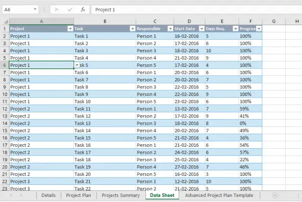 track multiple projects in Microsoft Excel