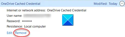 Remove Cached Credential