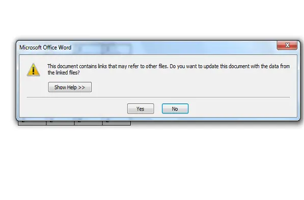 insert excel spreadsheet in word warning message