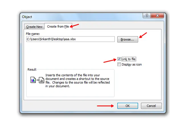 insert excel spreadsheet in word link excel