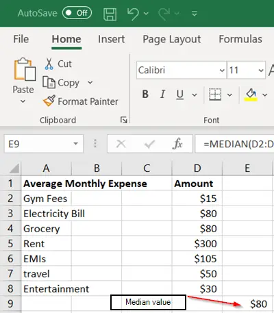 How to calculate Median in Excel