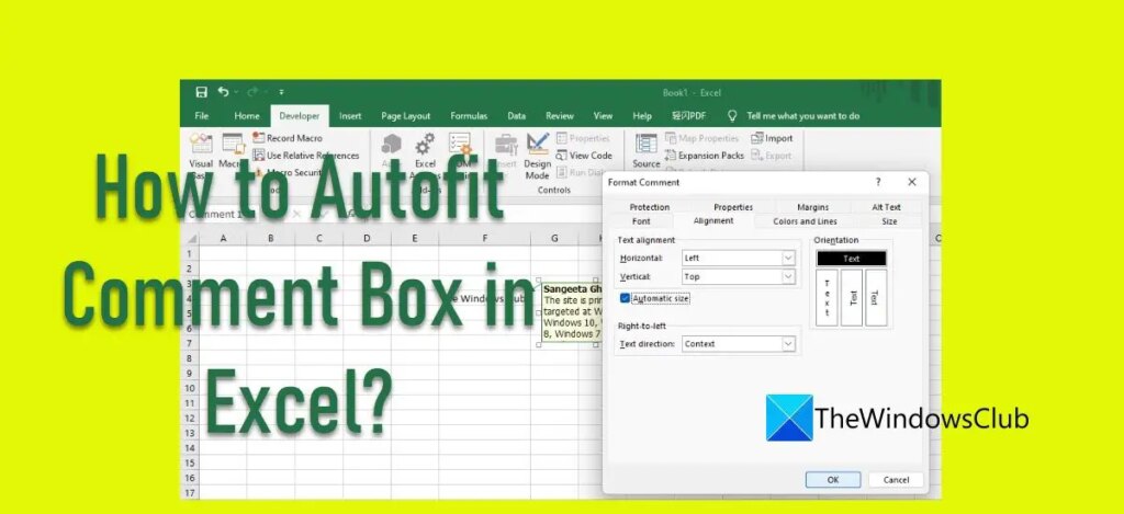 How to Autofit Comment Box in Excel?