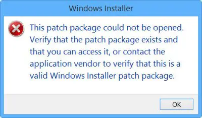 this patch package could not be opened