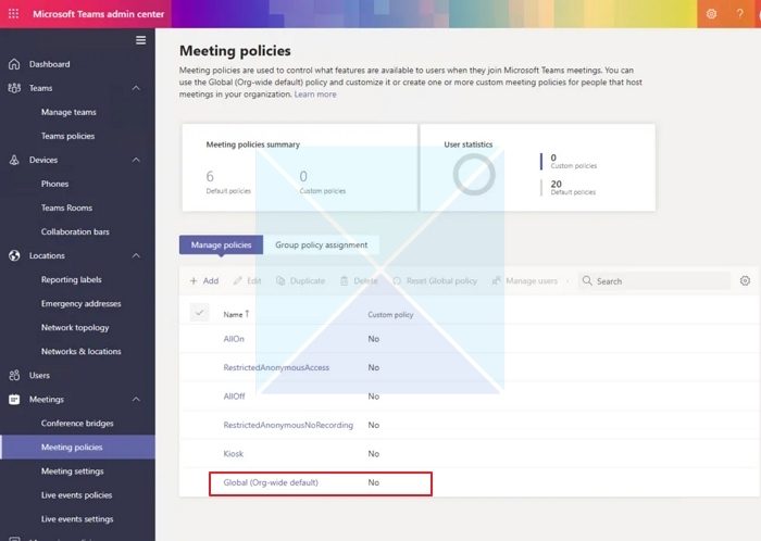 Microsoft Teams Meeting Policies