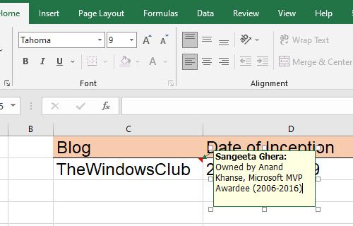 Reading a Comment in Excel