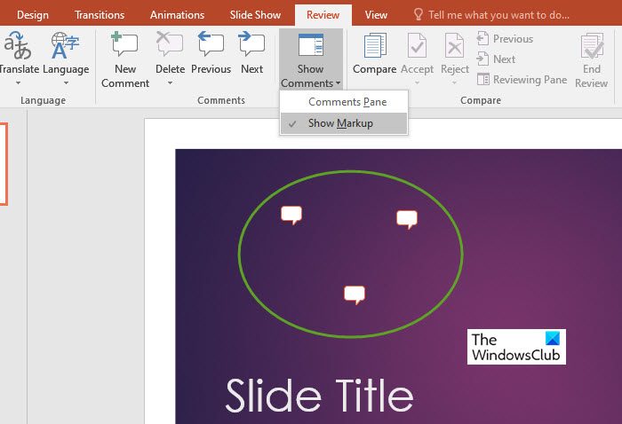 Add comments in a PowerPoint from the Web