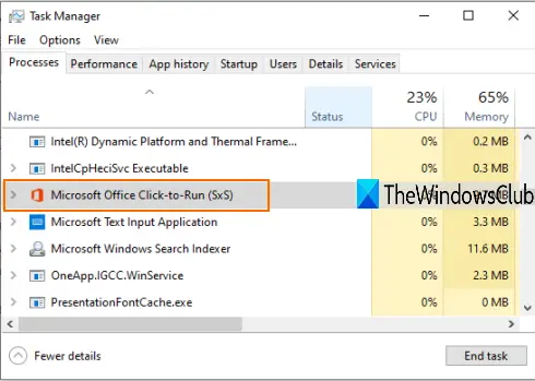 end microsoft office click to run processes