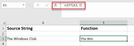 LEFT function in Excel