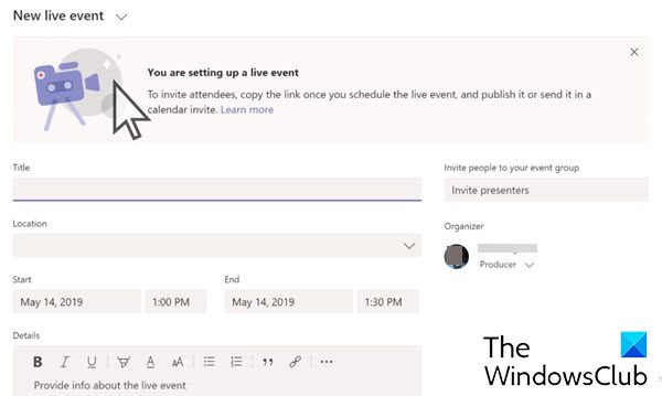 Schedule Microsoft Teams Live Event