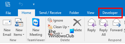 Developer tab in Outlook