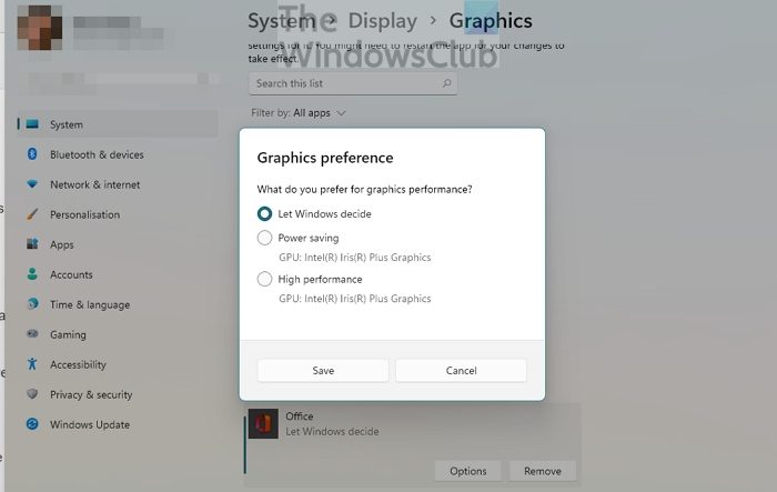 Display Graphics Settings Office