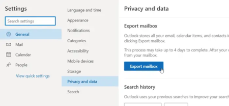 How to download or export mailbox from Outlook.com