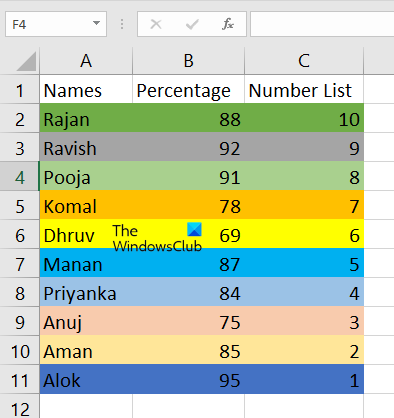 Reverse list in Microsoft Excel