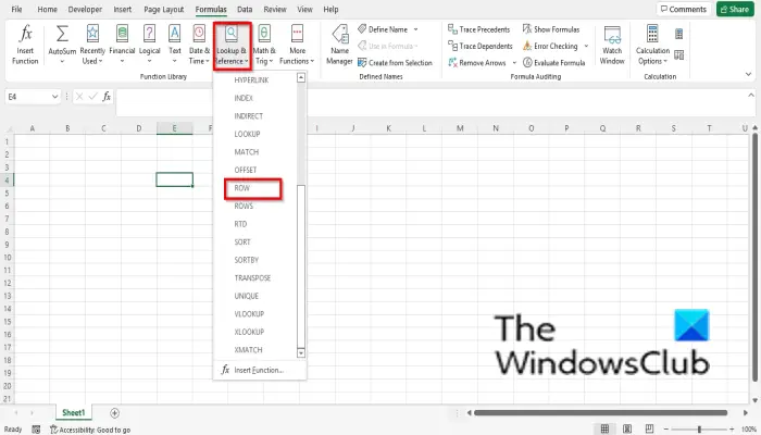 How to use the ROWs function in Microsoft Excel