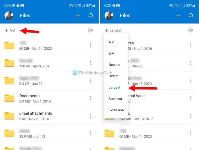 How to find large files in OneDrive Web, Desktop, and Mobile