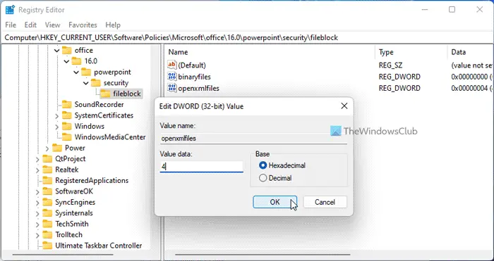 How to open old PowerPoint presentations in Protected View using Registry