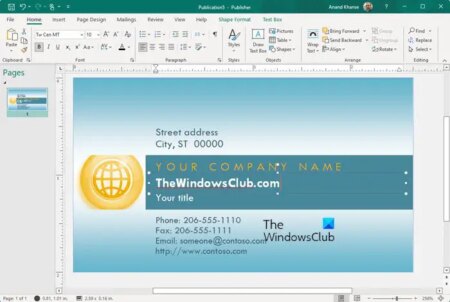 Design, Create a Business Card using Microsoft Publisher