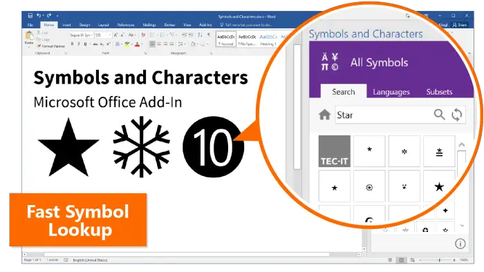 Symbols and Characters - Fast Symbol Lookup