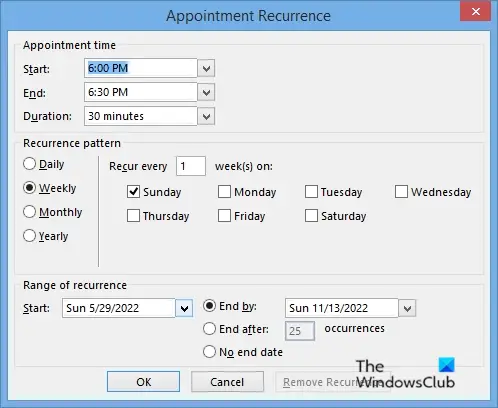 1728978138 675 Create edit and delete Recurring Calendar Appointment in Outlook