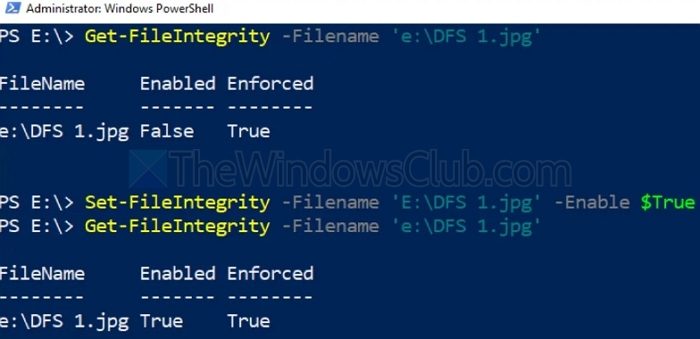 Powershell Enable File Integrity