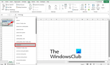 How to use Food Data Type in Microsoft Excel