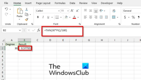 How to use the TAN function in Excel