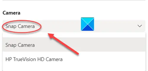 Snap Camera selection