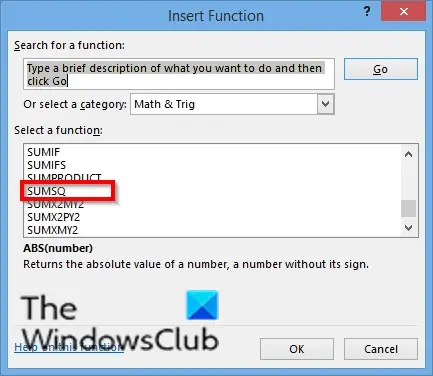 1729124566 697 How to use the SUMSQ function in